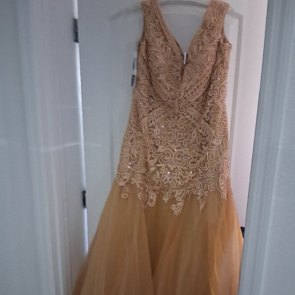 Ivonne D - Exclusively for Mon Cheri - Evening Gold Tone sequence Dress